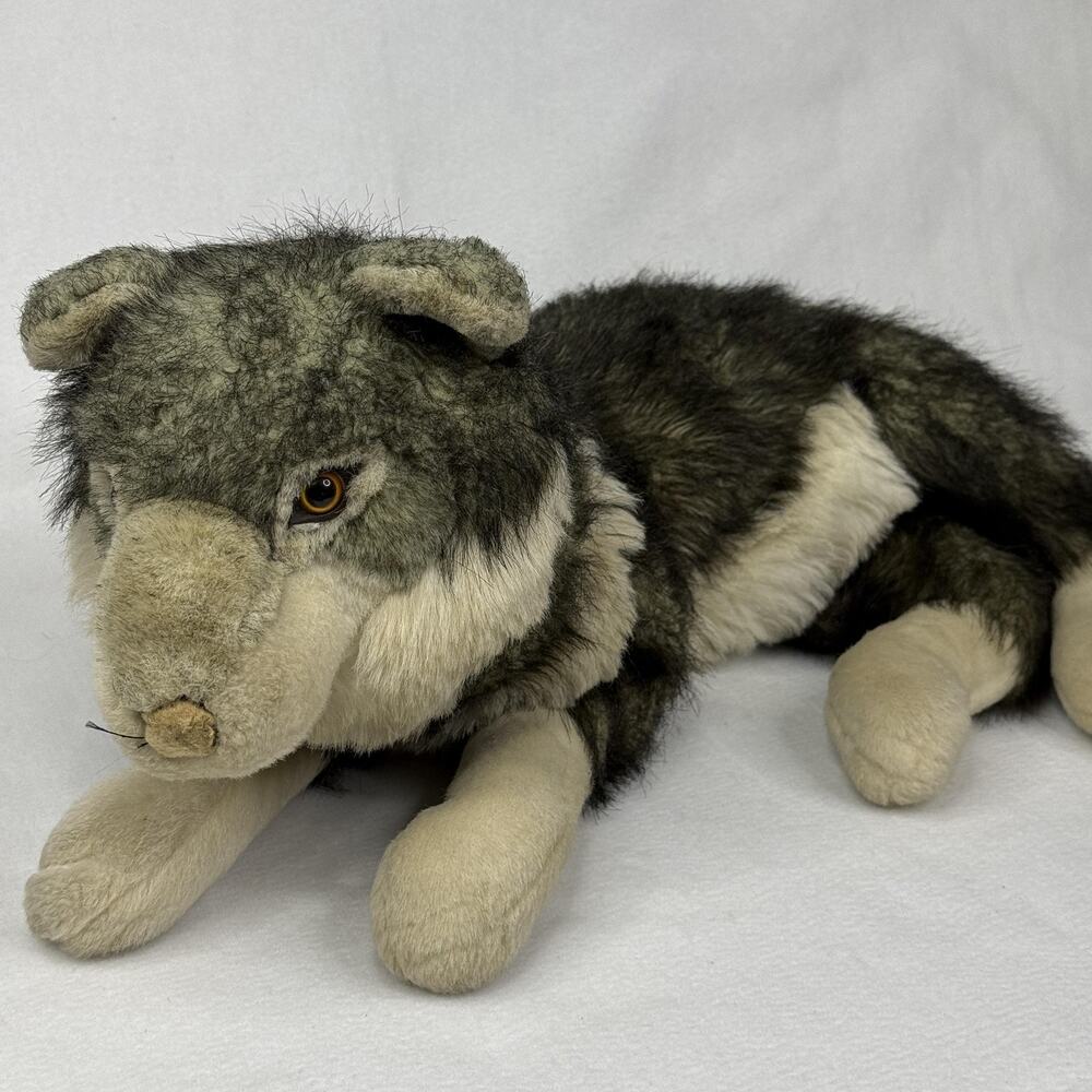 Vintage Cascade Toy Gray Wolf Plush Stuffed Animal Large Soft Gray Plush